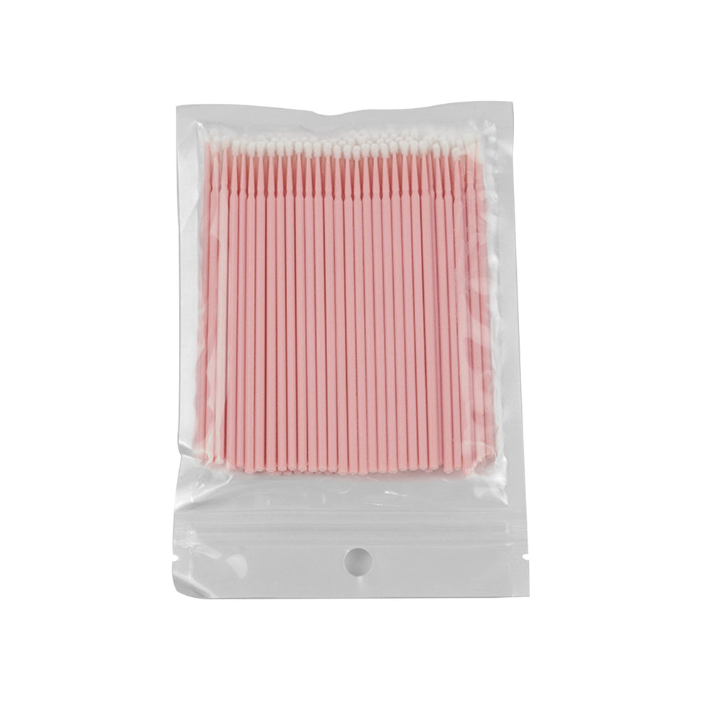 100 pack lash microfiber swabs pink Paquete de 100 hisopos de microfibra para pestañas rosa