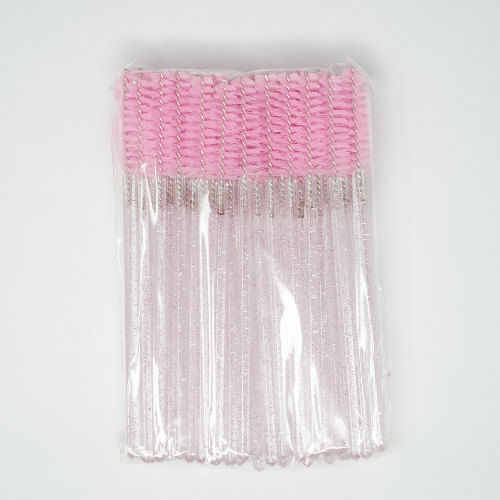 50 Pack Pink Lash Spoolie For Eyelashes Paquete de 50 carretes de pestañas rosas para pestañas