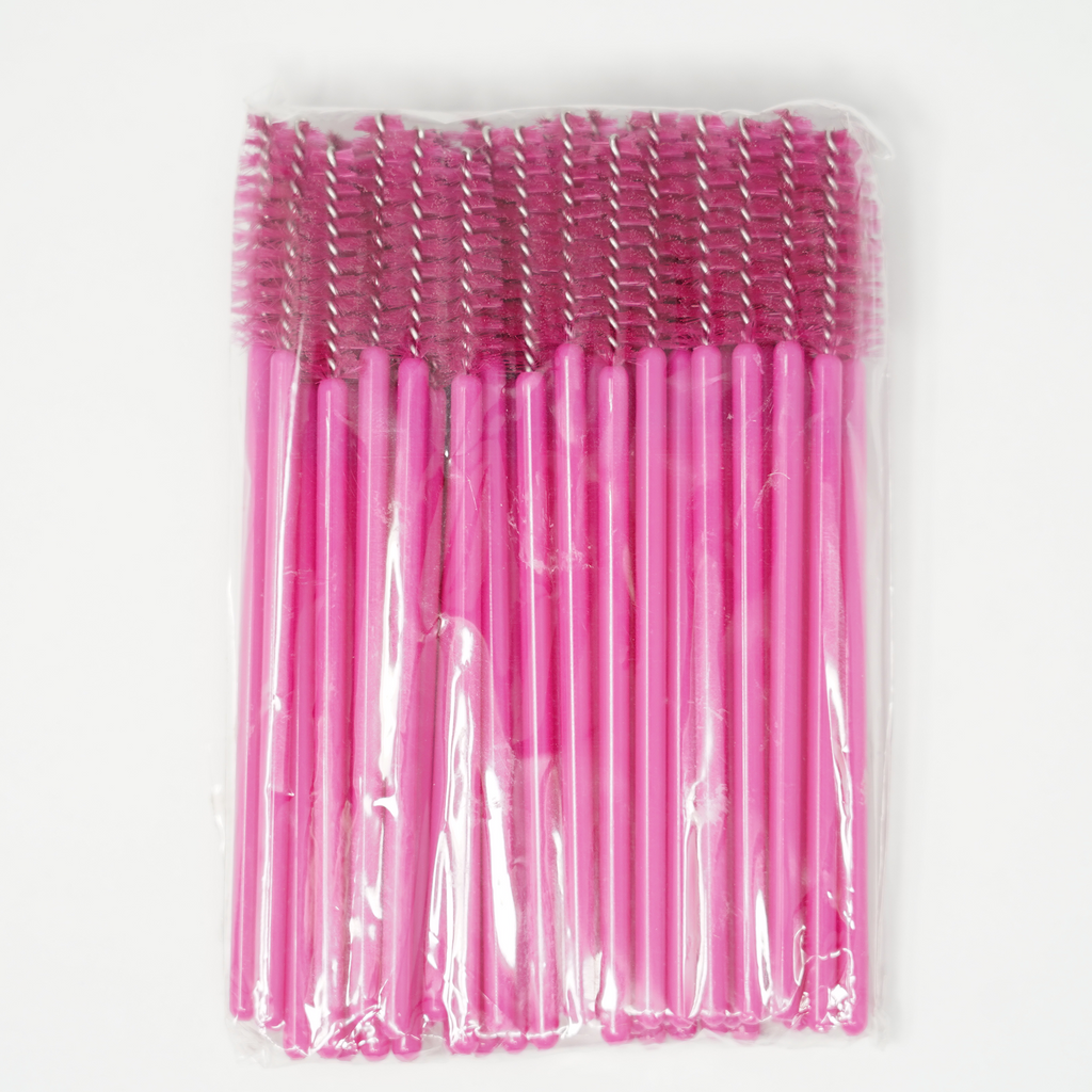 50 Pack Pink Lash Spoolie For Eyelashes  Paquete de 50 carretes de pestañas rosas para pestañas
